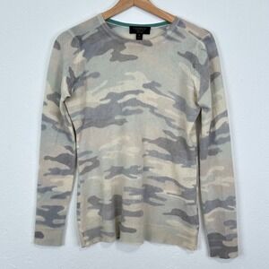 Women Cashmere Quiet Luxury Gorpcore Minimalist Sweater Sz XS Camo Pullover